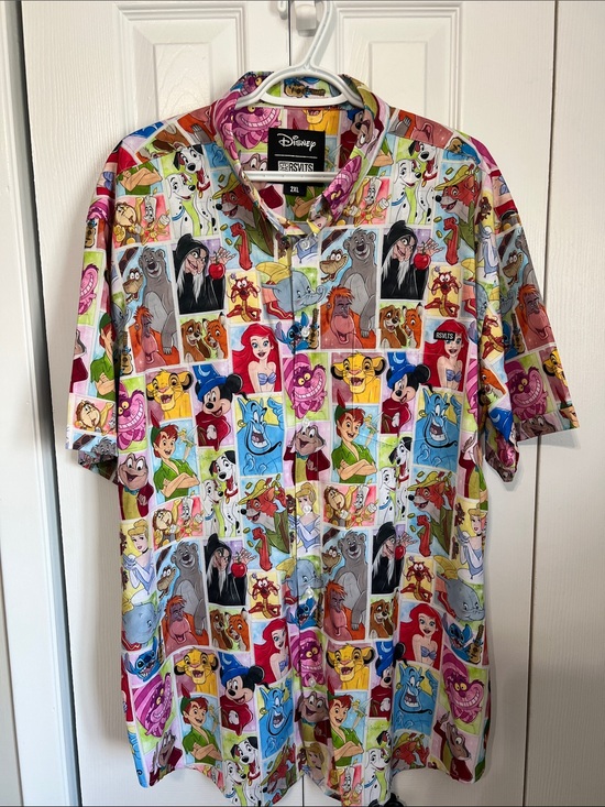 RSVLTS Other - RsVLTS Disney Characters Multi-Color Short Sleeve Button-Up Shirt XXL